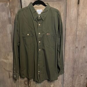 Carhartt Men's Olive Green Button-Up Shirt 3XL